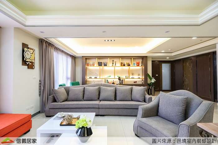 米色客廳室內裝潢設計，包括沙發、茶几裝潢圖片