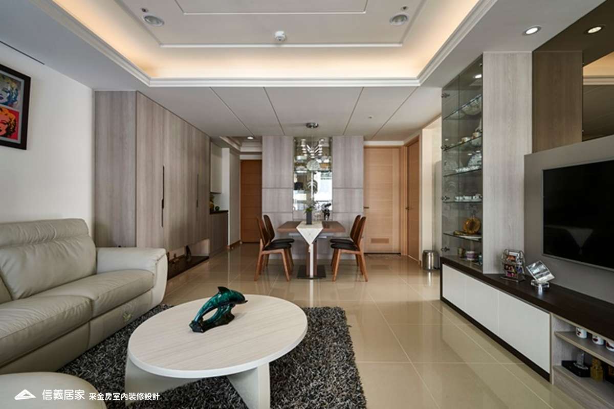 米色客廳室內裝潢設計，包括沙發、茶几裝潢圖片