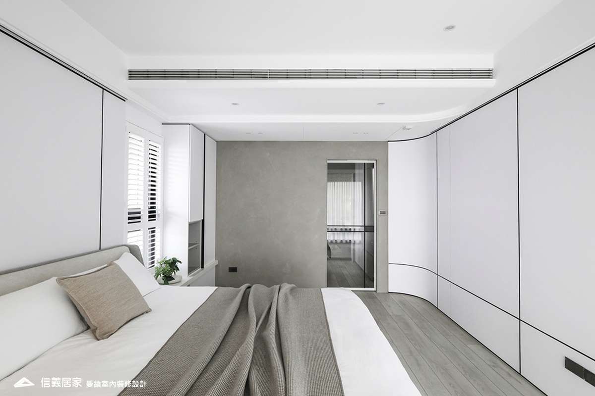 主臥-3-大理石 大板磚 烤漆 藝術漆 鍍鈦飾條 明鏡