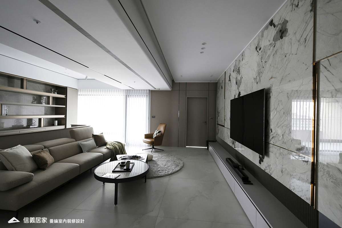 客廳-3-大理石 大板磚 烤漆 藝術漆 鍍鈦飾條 明鏡