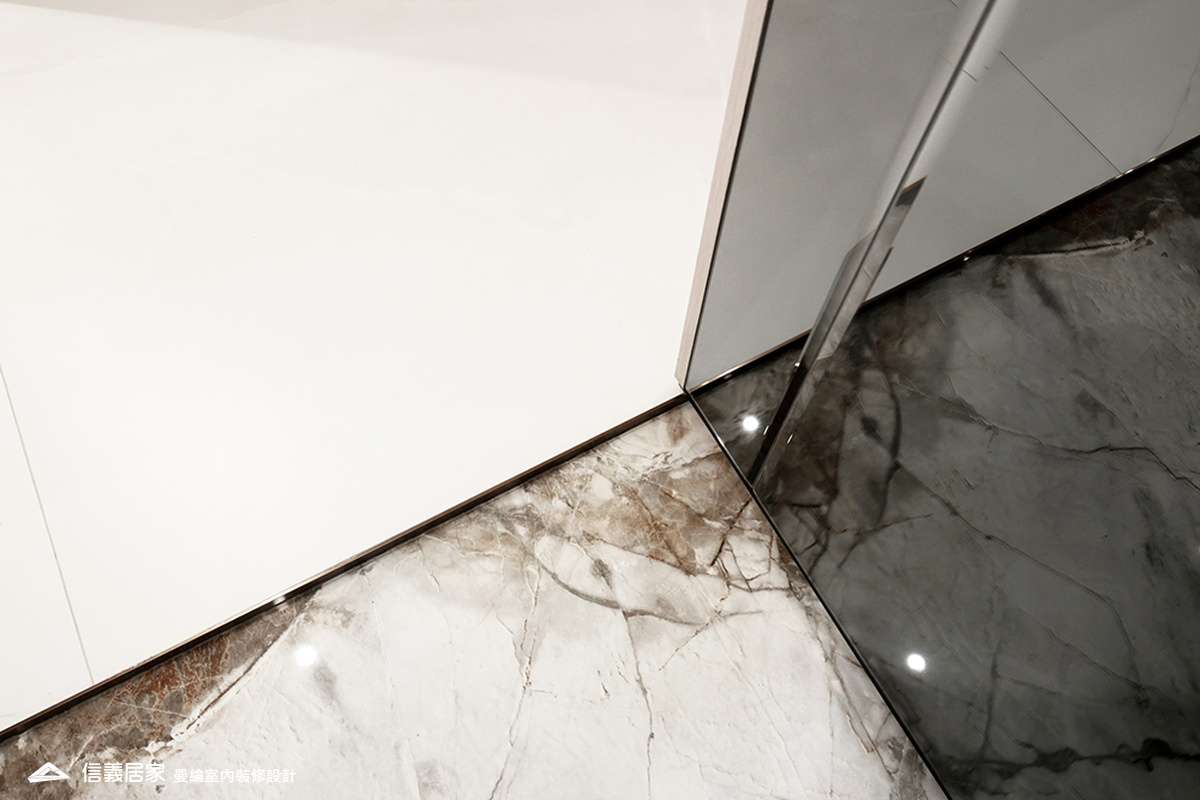 局部-1-大理石 大板磚 烤漆 藝術漆 鍍鈦飾條 明鏡