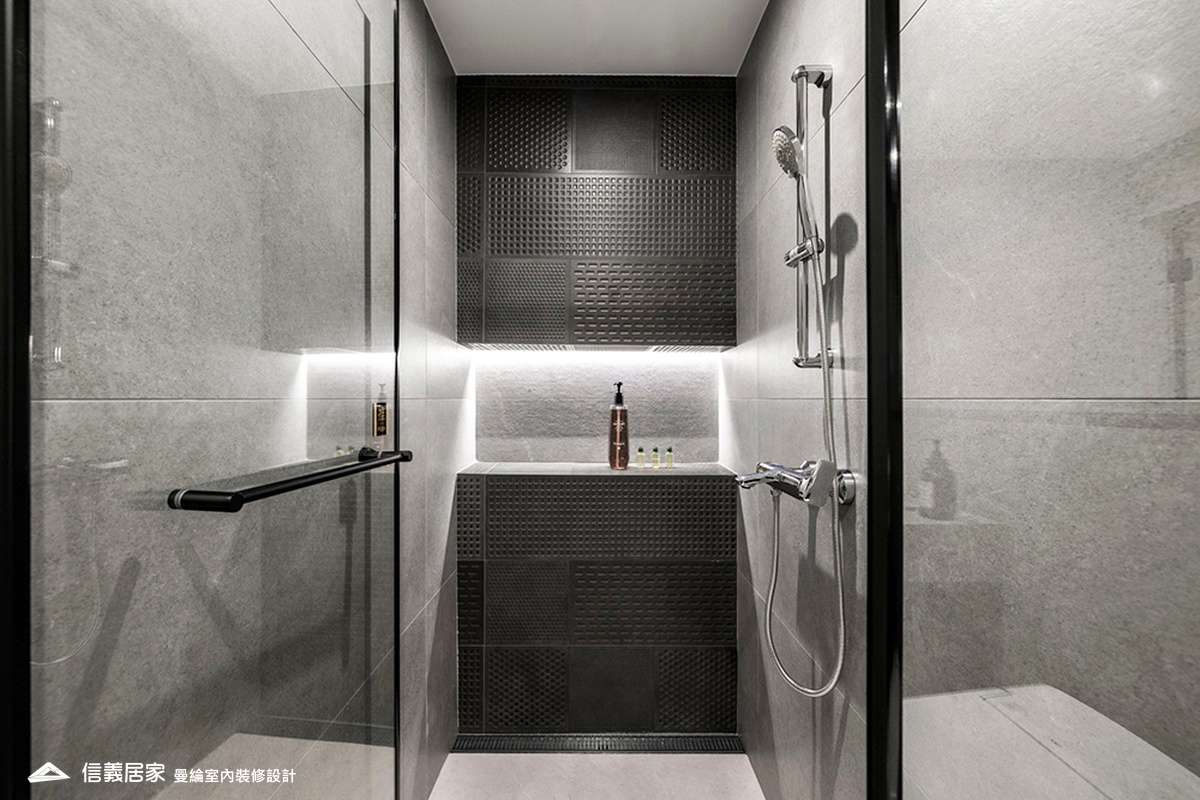 次浴-2-大理石 大板磚 烤漆 藝術漆 鍍鈦飾條 明鏡