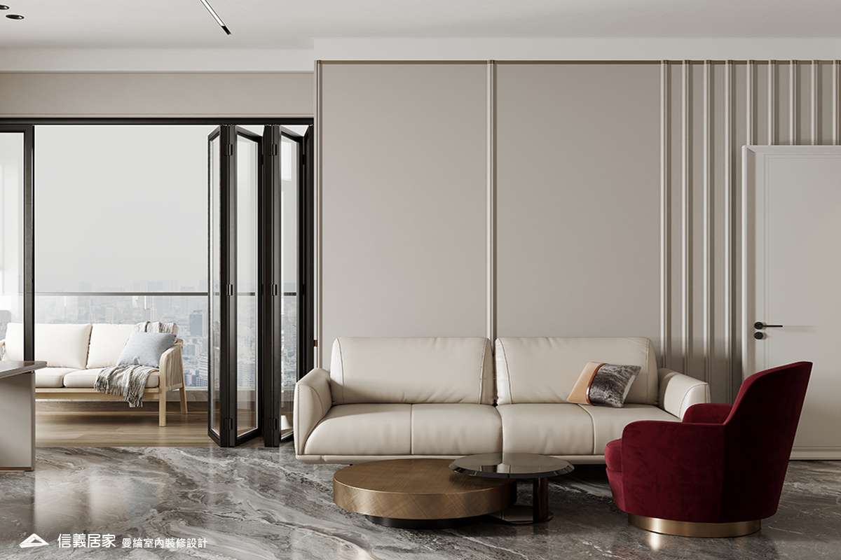 書房-2-招待所 奢華風 大理石 鍍鈦飾條 水晶吊燈 大板磚