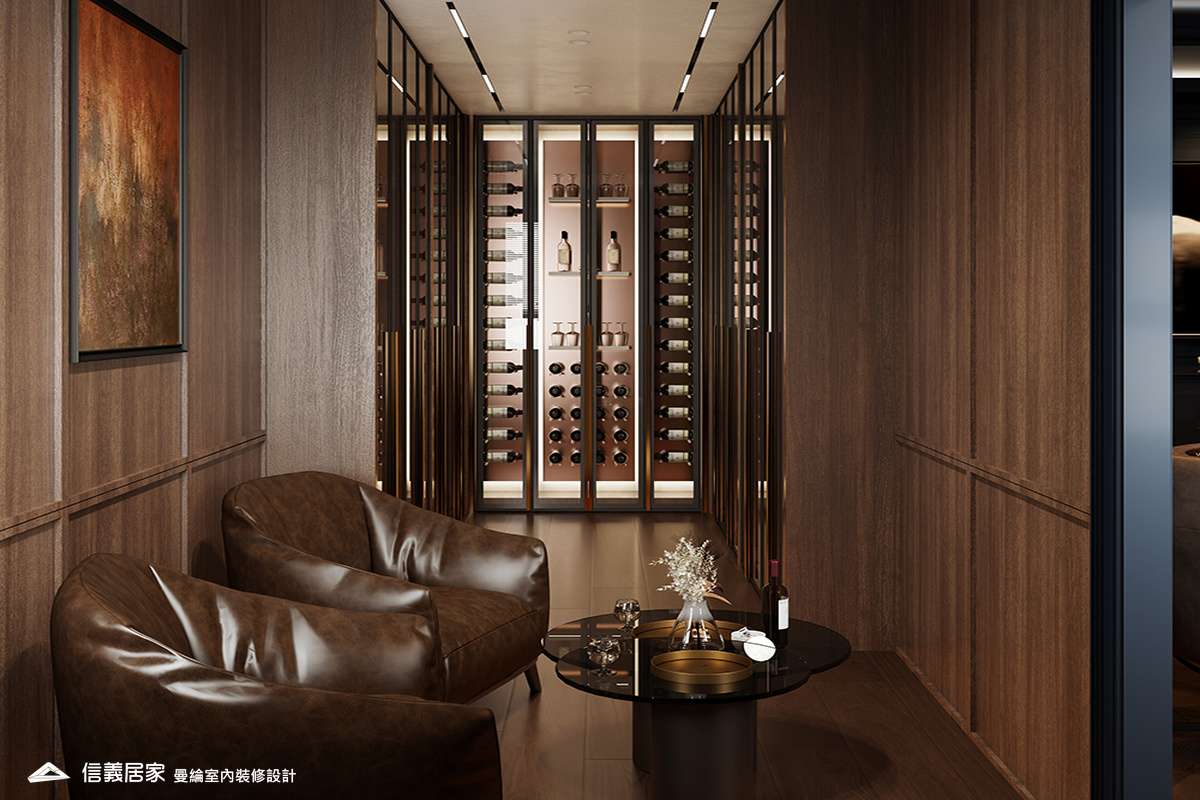 紅酒室-2-招待所 奢華風 大理石 鍍鈦飾條 水晶吊燈 大板磚