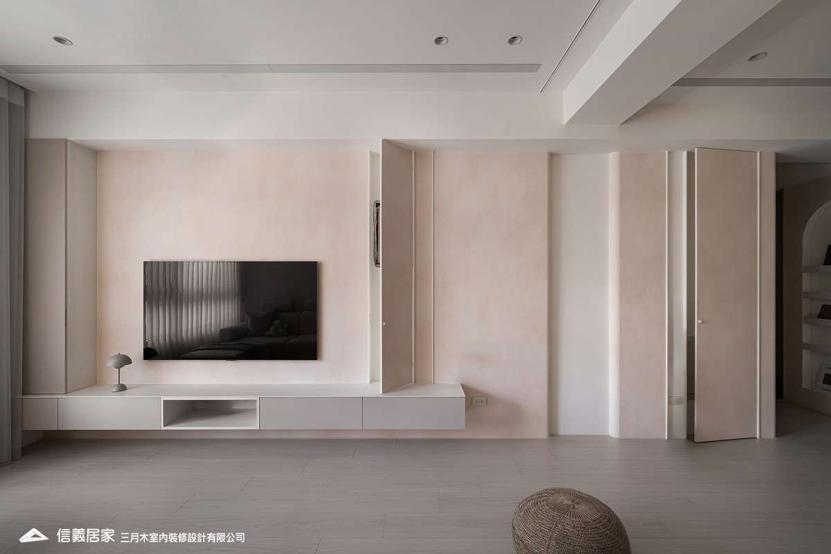 粉紅泡泡屋_客廳3_電視牆 收納櫃