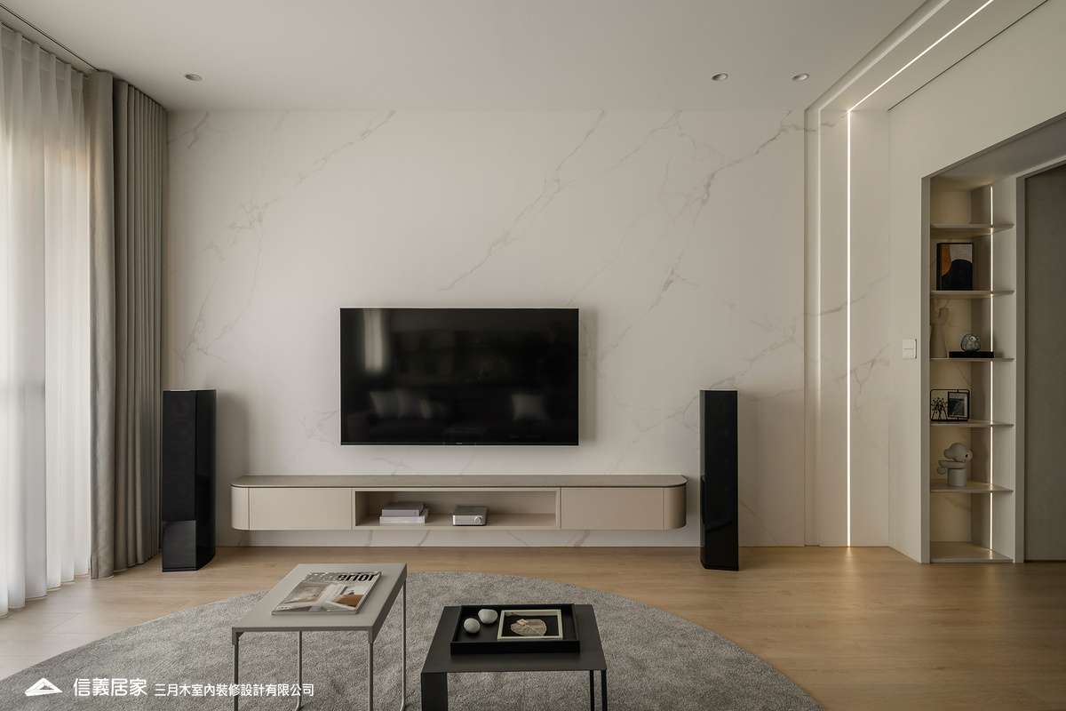 退休宅_客廳1_ 現代日式 線性弧形