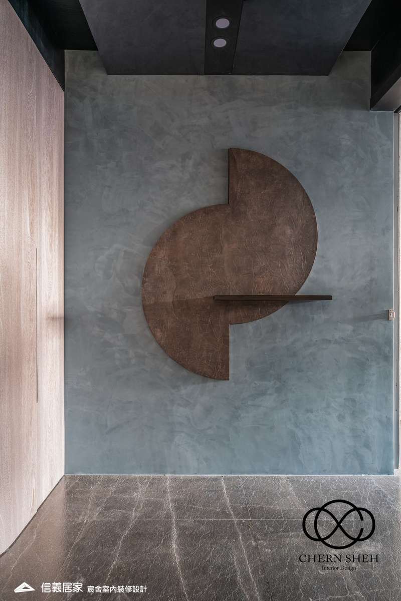 1.玄關_系統櫃_壓花玻璃_大板磚_藝術漆_現代輕奢風