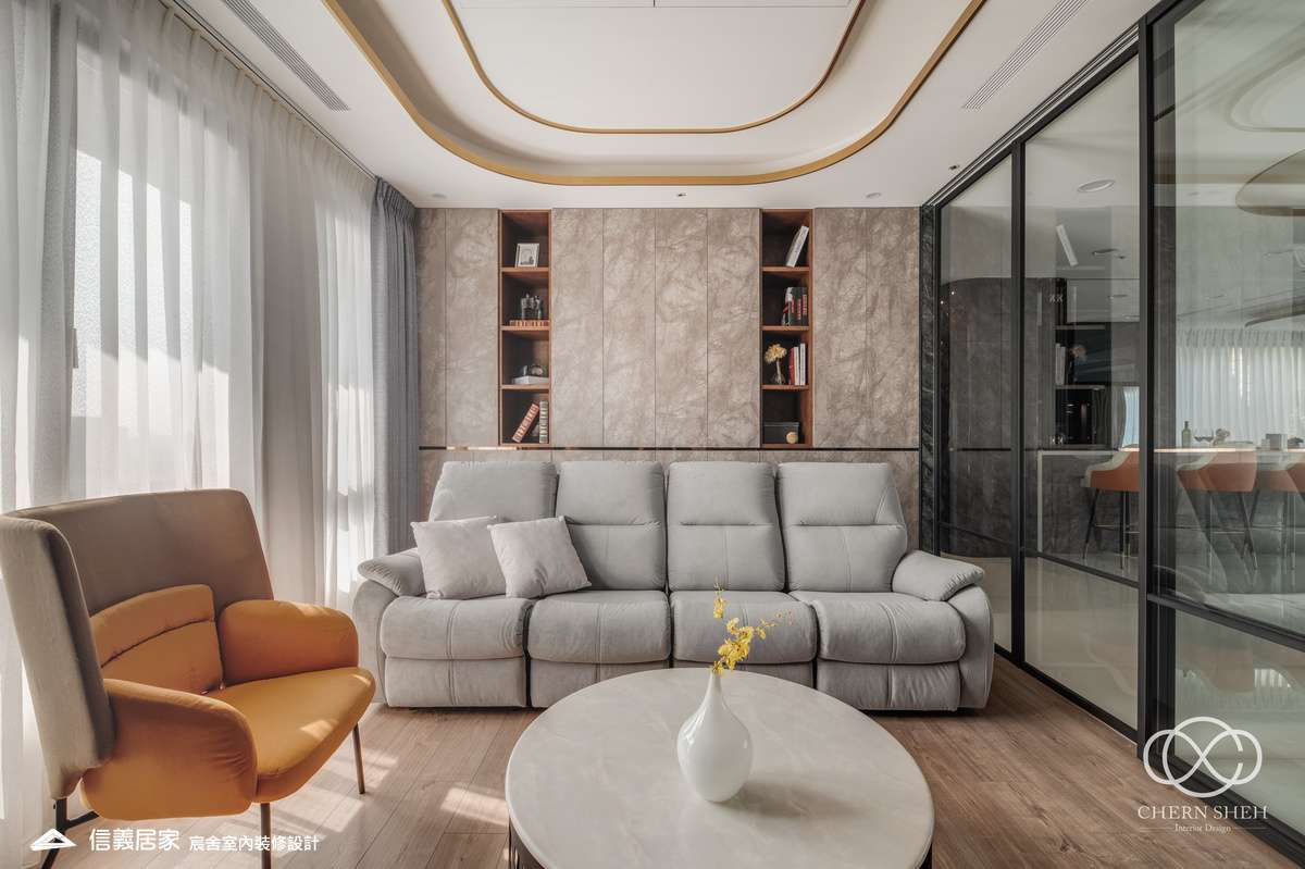 12.書房_系統櫃_壓花玻璃_大板磚_藝術漆_現代輕奢風