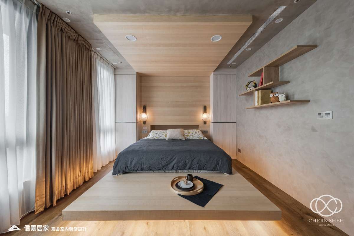 15.臥室_系統櫃_壓花玻璃_大板磚_藝術漆_現代輕奢風