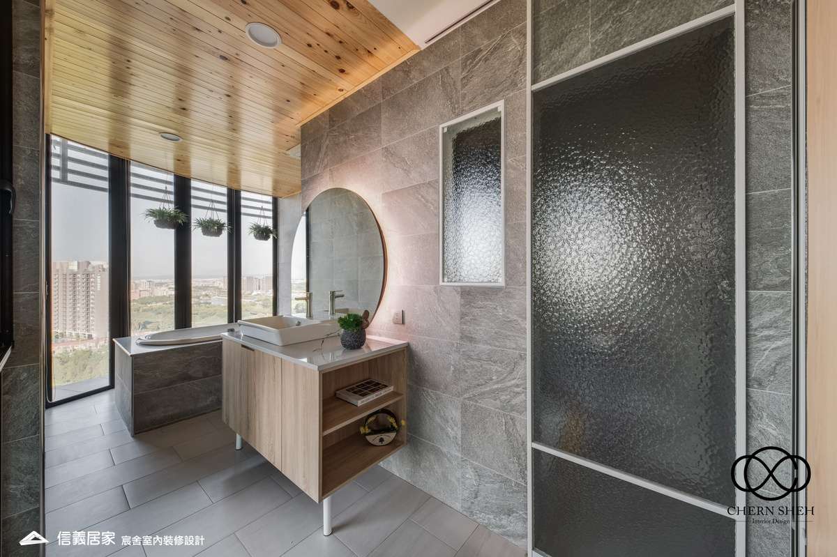 19.衛浴_系統櫃_壓花玻璃_大板磚_藝術漆_現代輕奢風