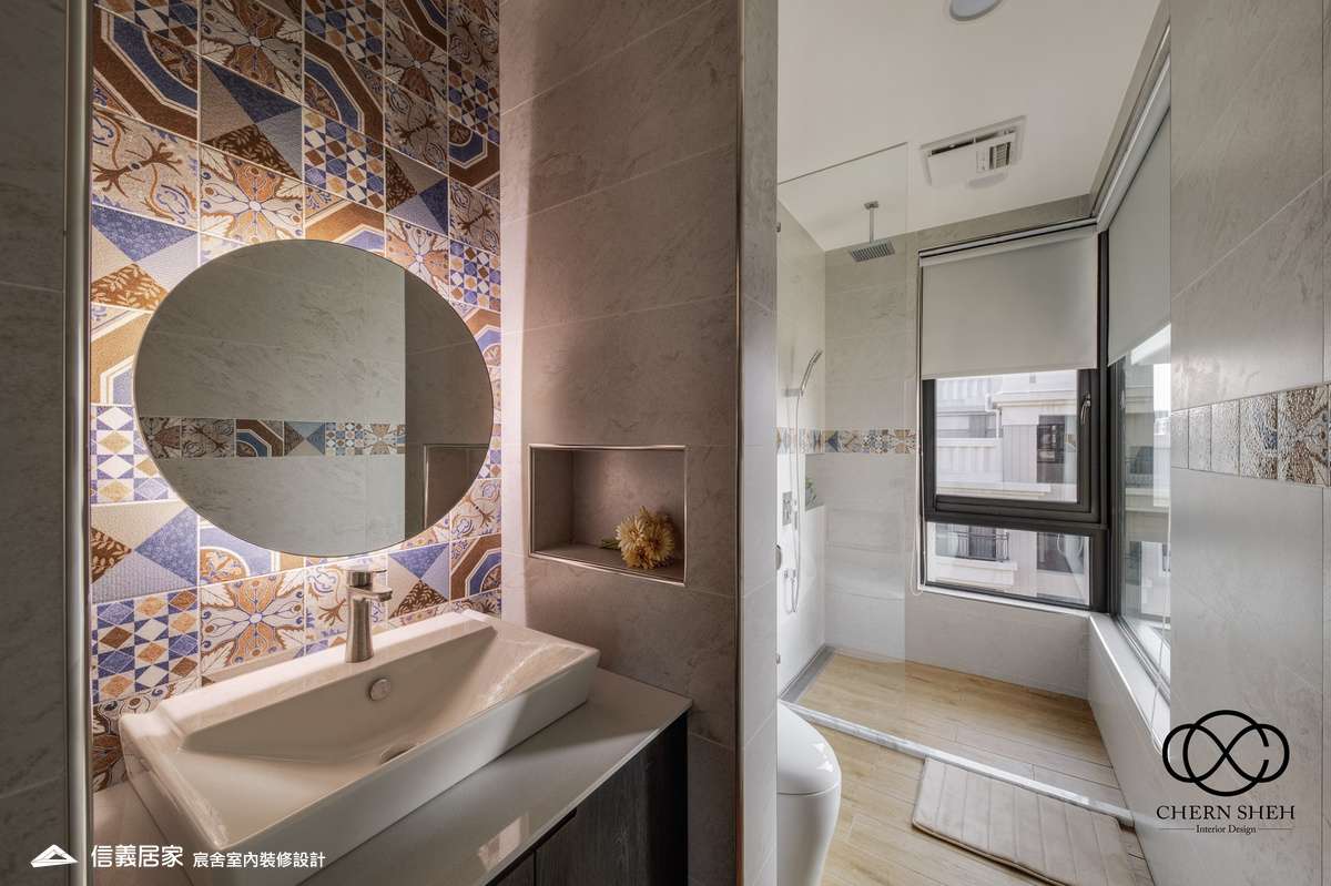 21.衛浴_系統櫃_壓花玻璃_大板磚_藝術漆_現代輕奢風