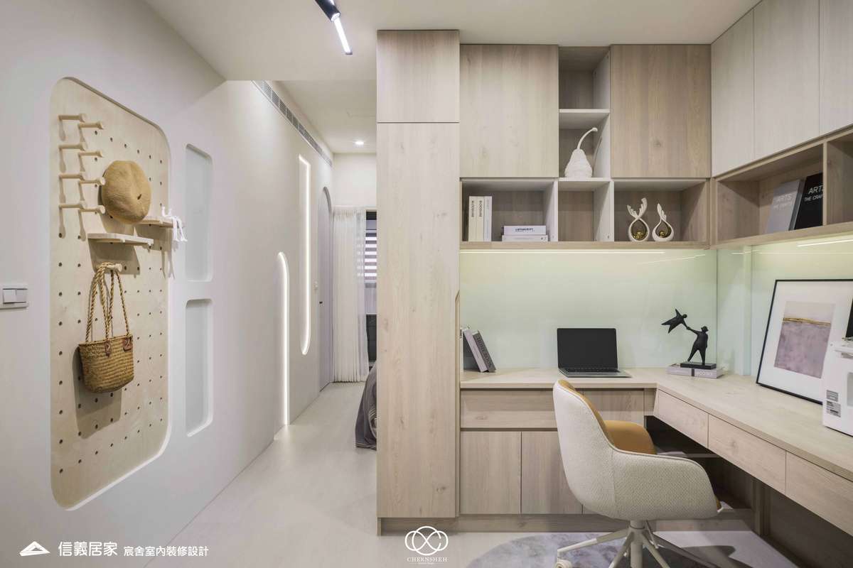 16.書桌_系統櫃_六角地磚_洞洞板_藝術漆_現代風