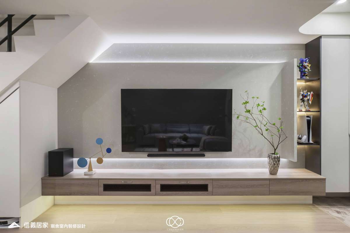 3.客廳_系統櫃_六角地磚_洞洞板_藝術漆_現代風