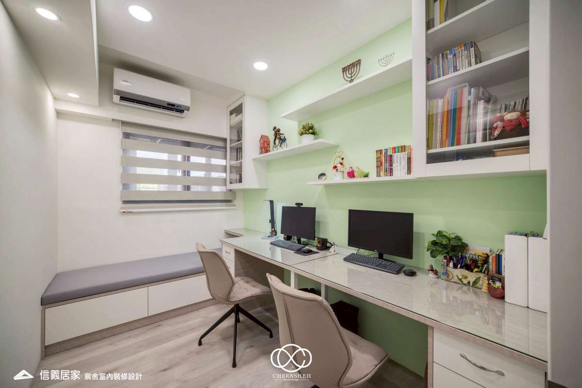 7.書房_古典風_系統櫃_百葉窗_白色_米色_奶茶色_2房