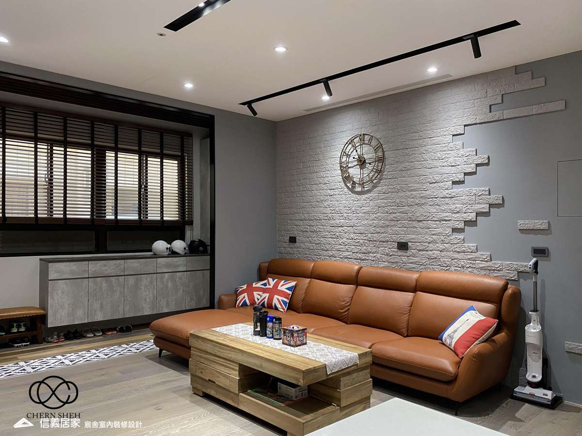 03.玄關_客廳_鄉村風_系統櫃_廚房_文化磚_特殊塗料_白色_灰色_翻新