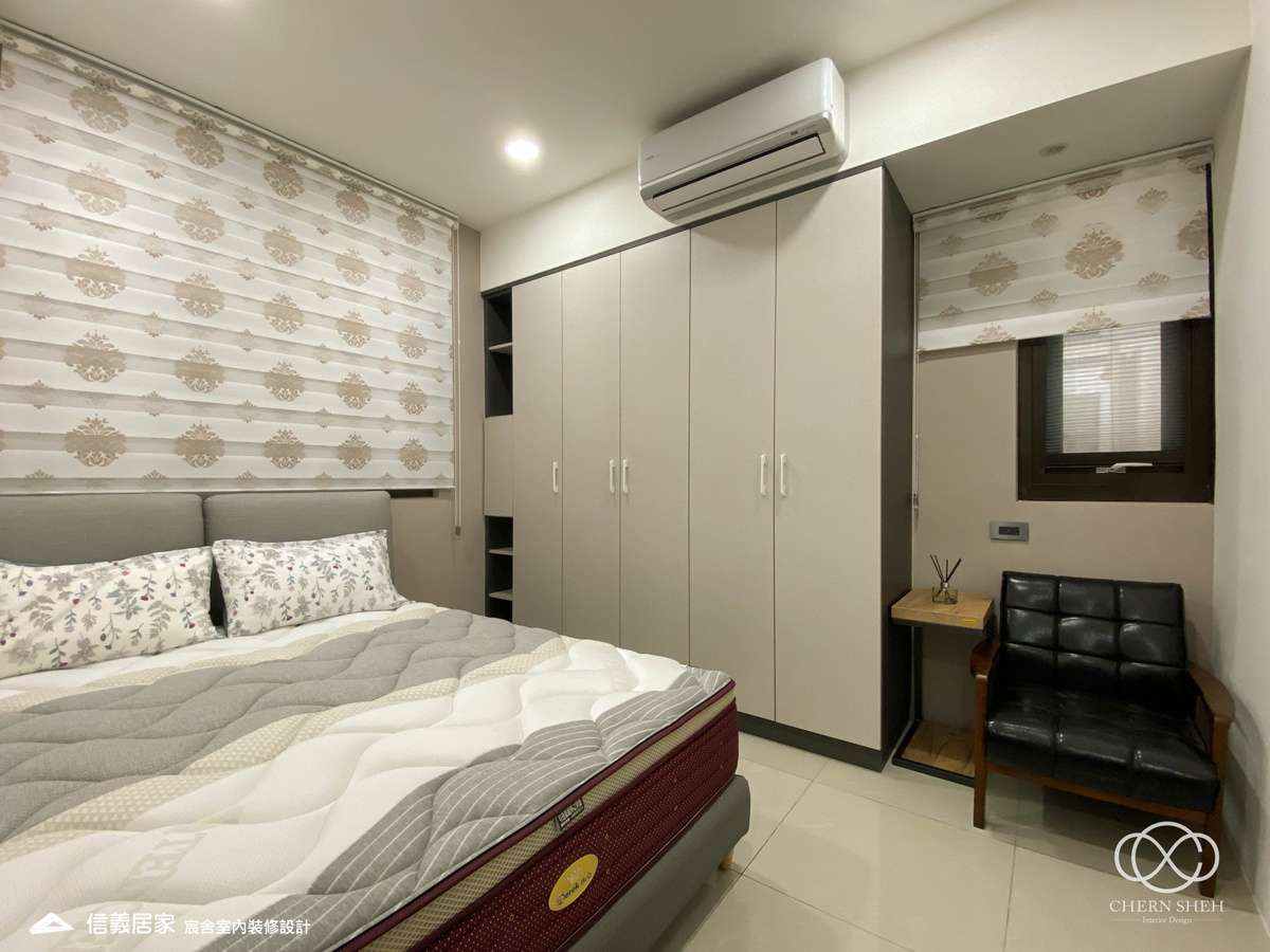 14.臥室_鄉村風_系統櫃_文化磚_特殊塗料_白色_灰色_翻新