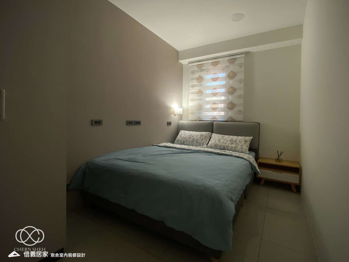 17.臥室_鄉村風_系統櫃_文化磚_特殊塗料_白色_灰色_翻新