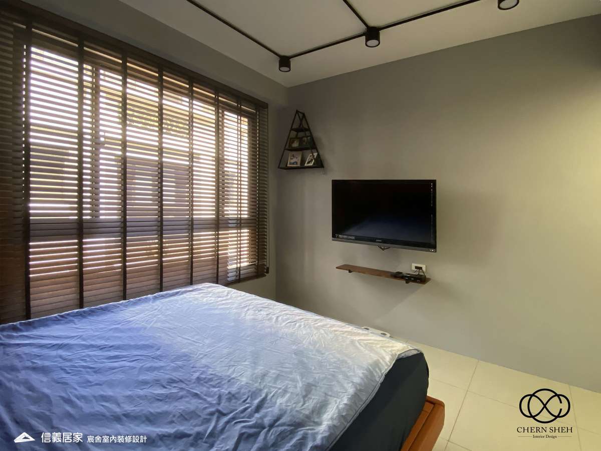 21.臥室_鄉村風_系統櫃_百葉窗_特殊塗料_白色_灰色_翻新