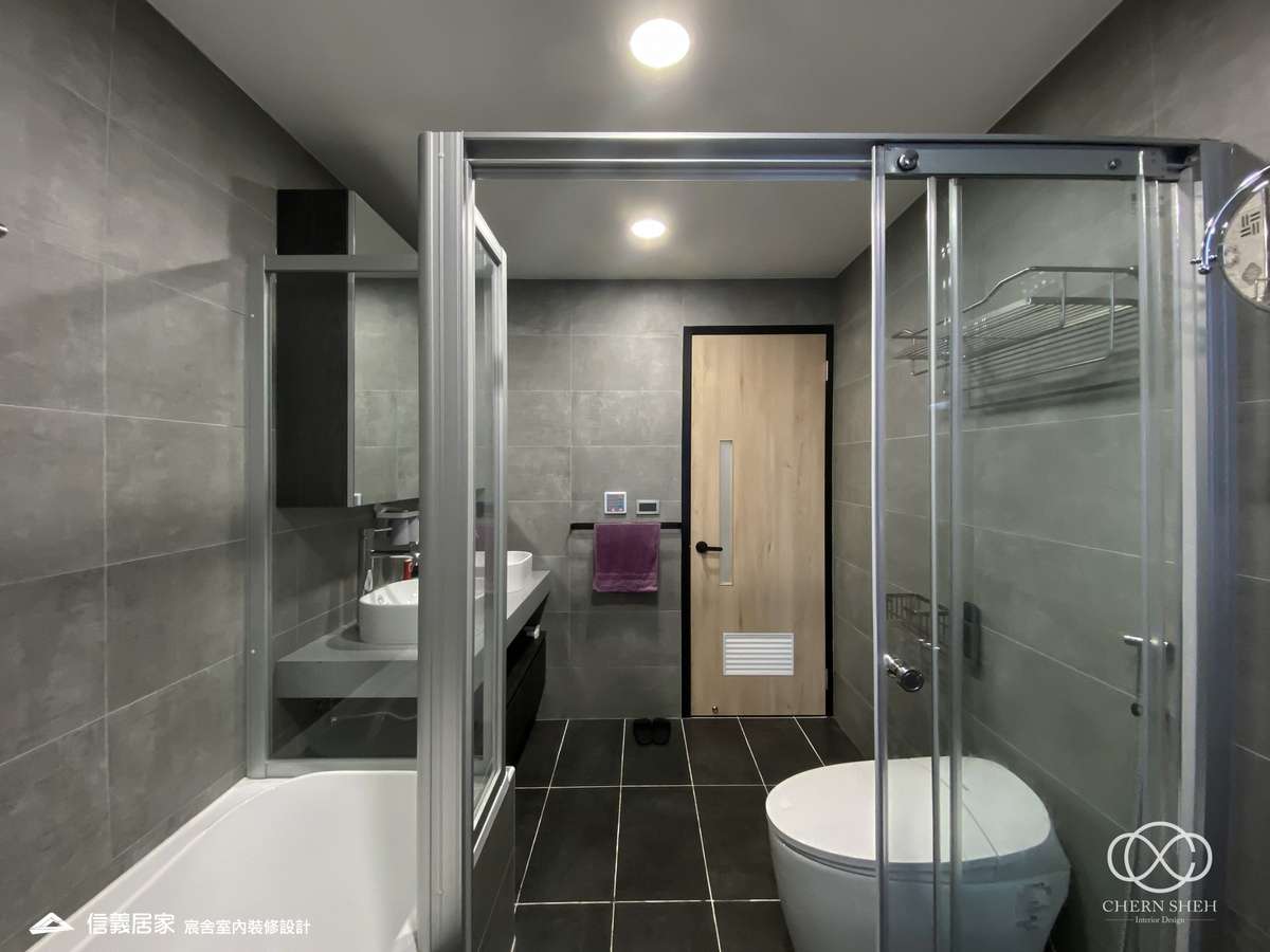 24.衛浴_鄉村風_系統櫃_白色_灰色_翻新