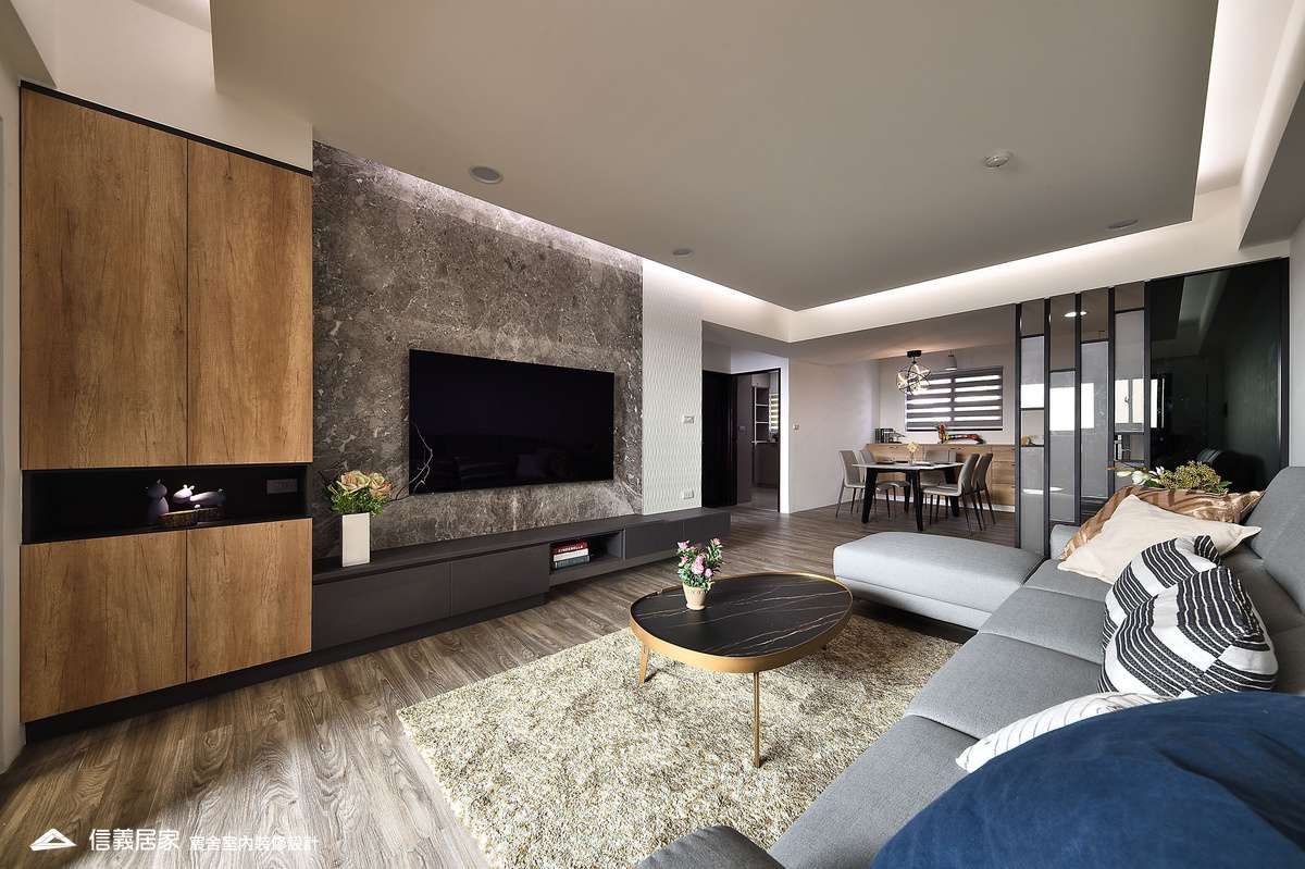 6.客廳_廚房_系統櫃_鐵件_大理石板磚_線板