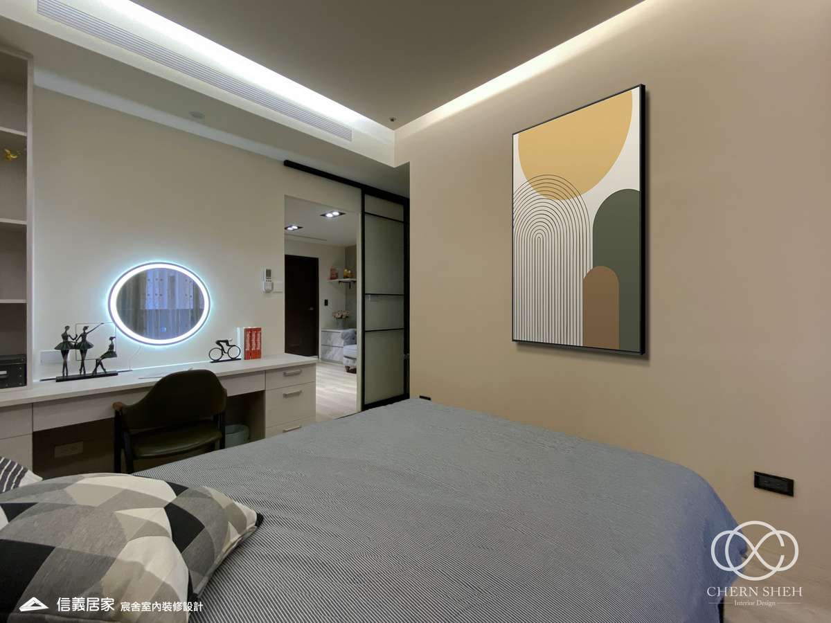 32.臥室_大理石_系統櫃_灰色_黑色_特殊漆_輕奢風