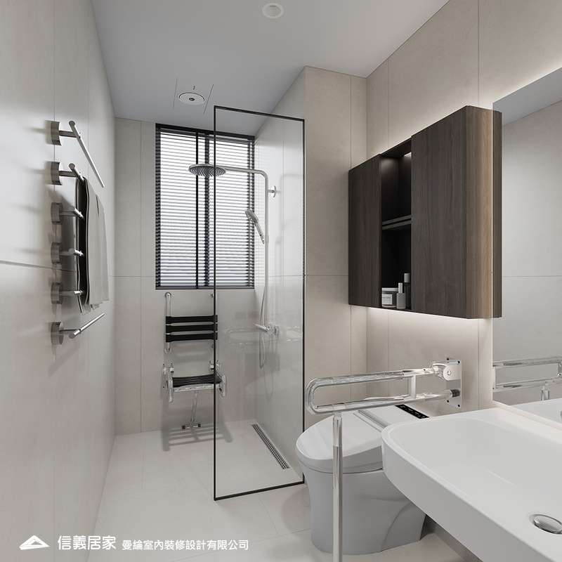 主浴-2-退休宅 輕奢風 大板磚 訂製宅 無障礙空間
