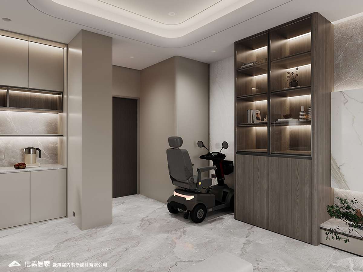 玄關-1-退休宅 輕奢風 大板磚 訂製宅 無障礙空間
