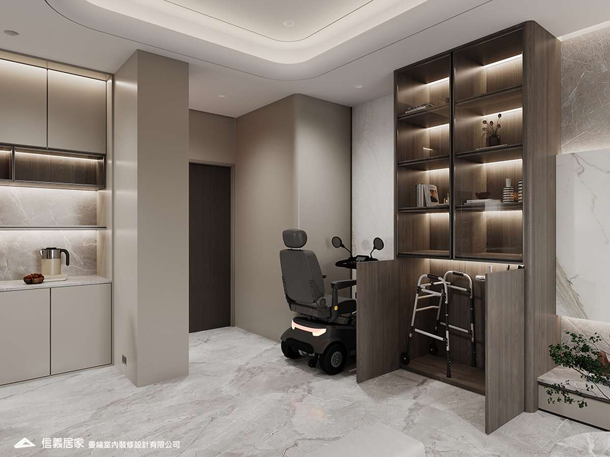 玄關-2-退休宅 輕奢風 大板磚 訂製宅 無障礙空間