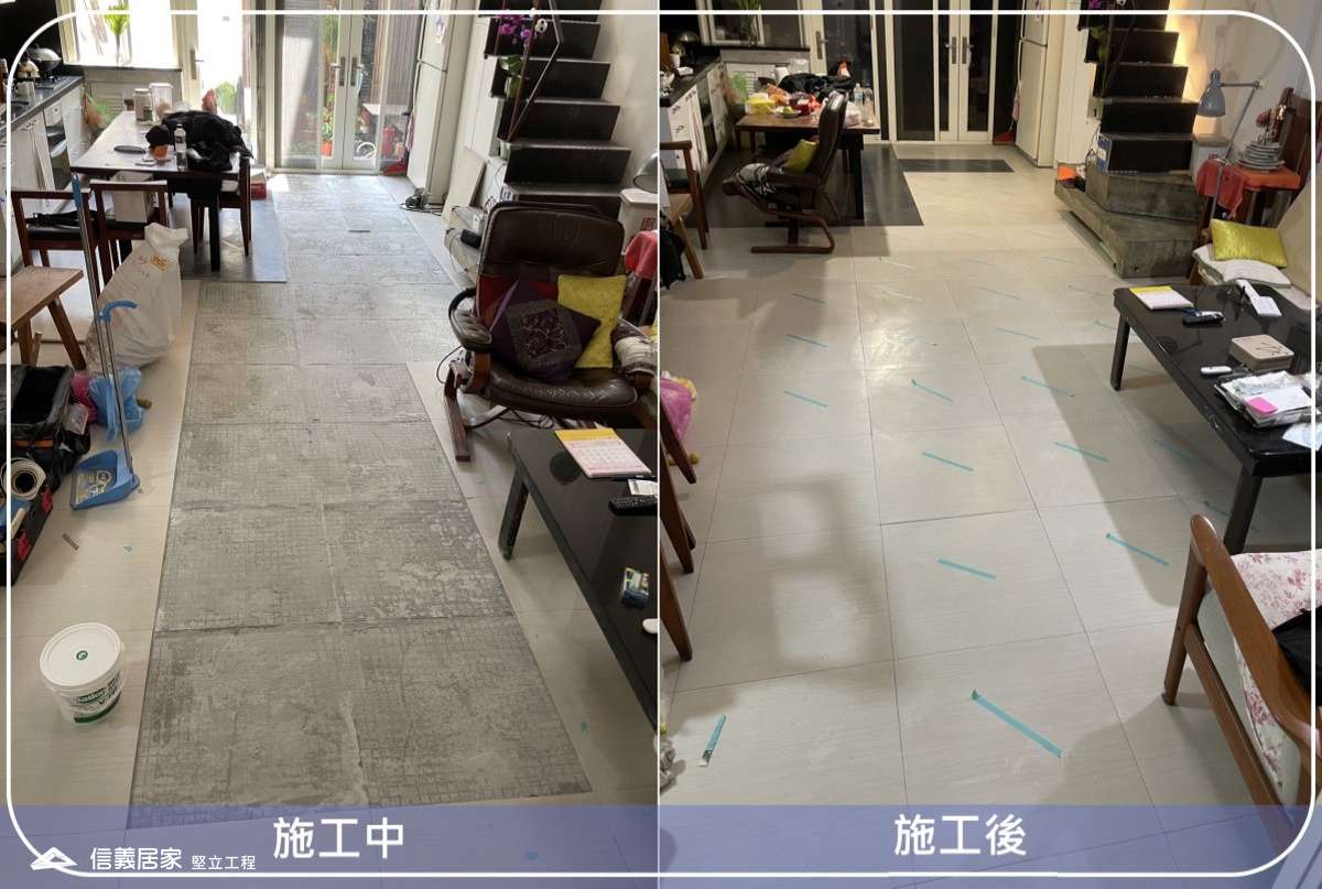台中北屯-60x60CM地磚爆裂隆起灌膠修繕