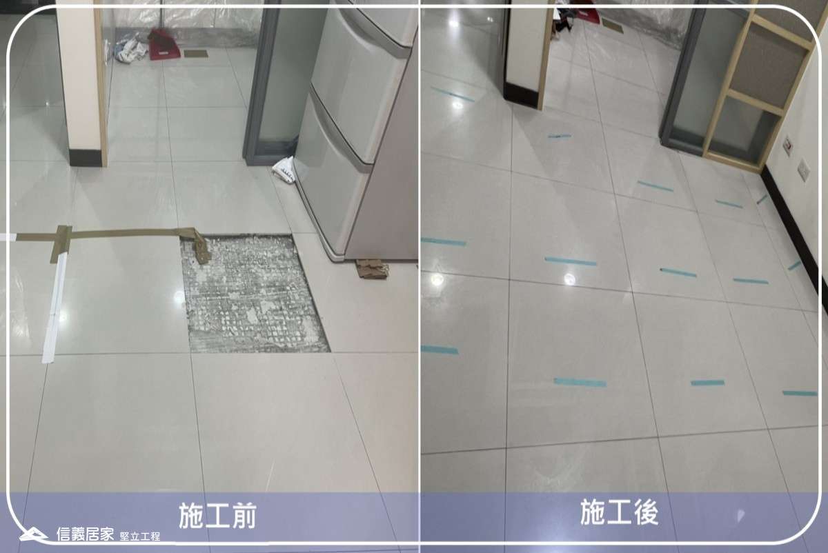 台北南港-60x60CM地磚隆起空心灌膠修繕