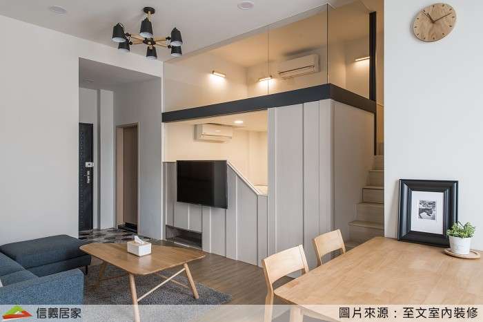 米色客廳室內裝潢設計，包括茶几、餐桌、餐椅裝潢圖片