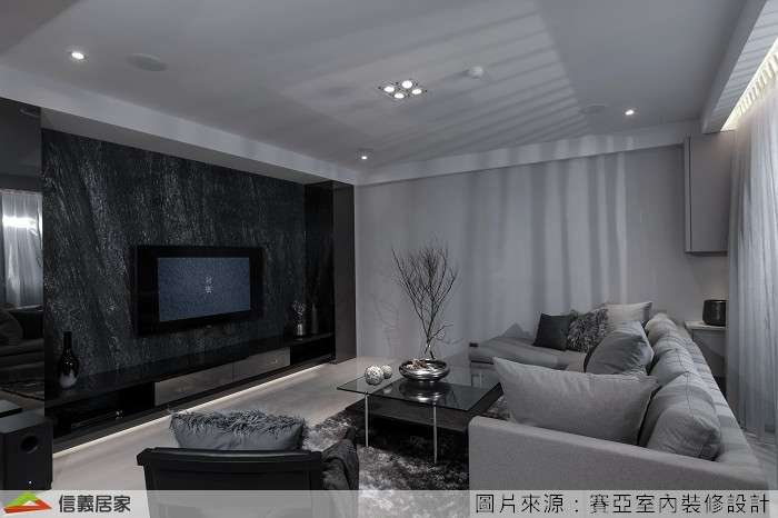 灰色客廳室內裝潢設計，包括沙發、茶几裝潢圖片