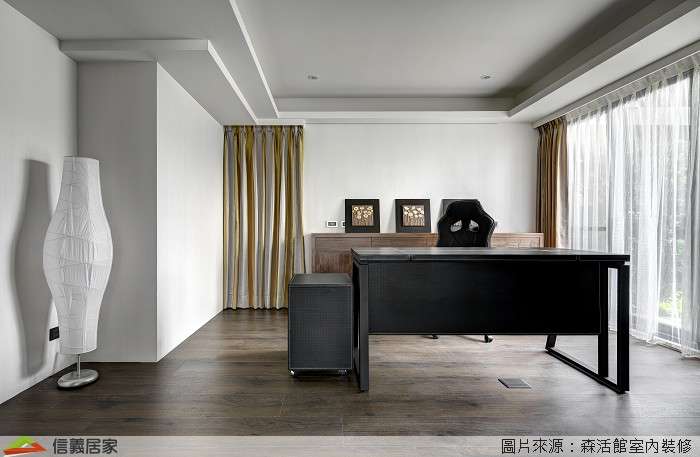 米色辦公室室內裝潢設計，包括窗簾裝潢圖片