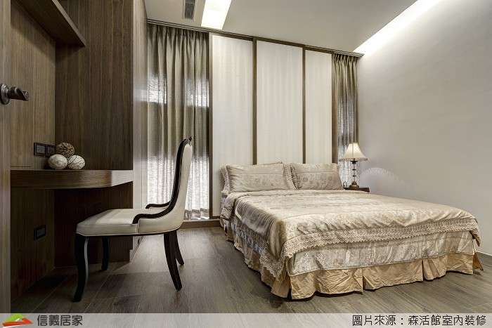 咖啡色臥室室內裝潢設計，包括床裝潢圖片
