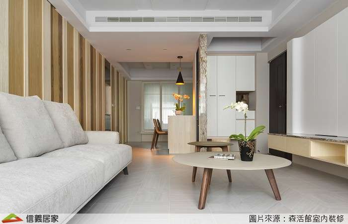 米色客廳室內裝潢設計，包括沙發、茶几裝潢圖片