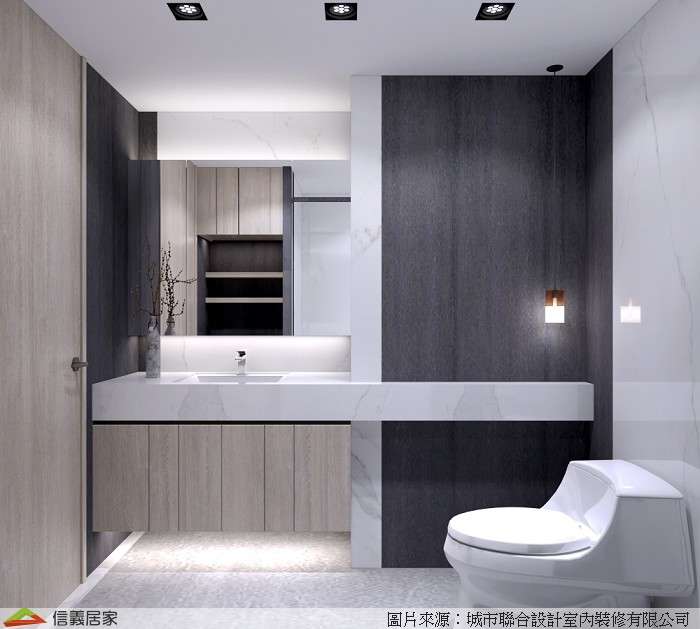米色浴室室內裝潢設計，包括洗手台、馬桶裝潢圖片