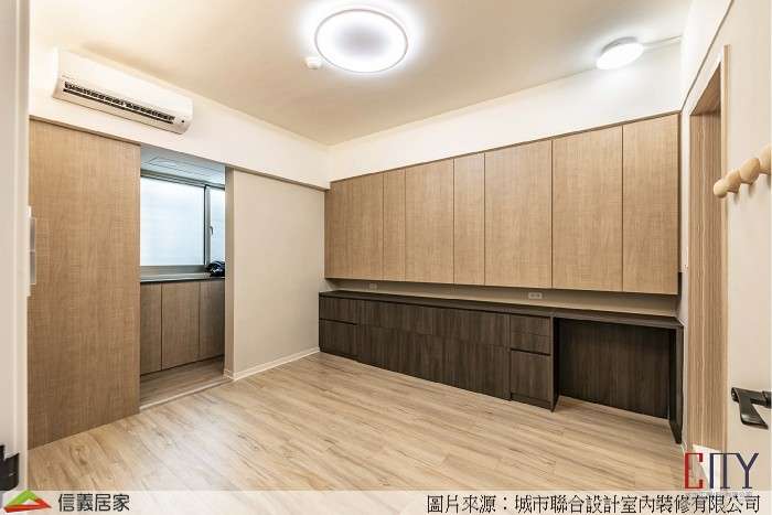 米色臥室室內裝潢設計，包括收納櫃、置物櫃裝潢圖片