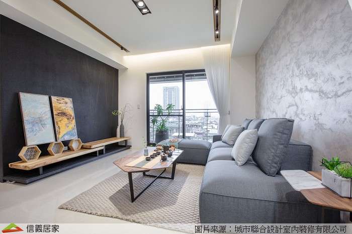 米色客廳室內裝潢設計，包括沙發、地毯裝潢圖片