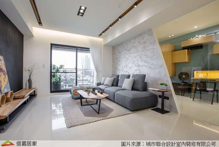 米色客廳室內裝潢設計，包括沙發裝潢圖片