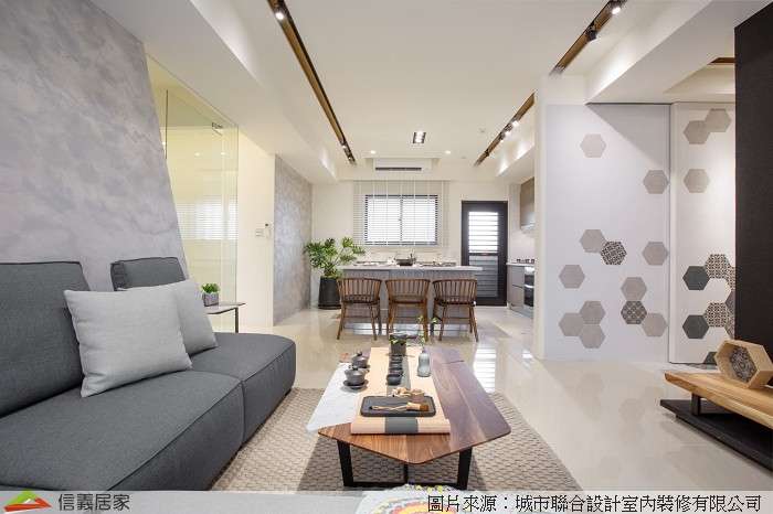米色客廳室內裝潢設計，包括沙發、茶几、地毯裝潢圖片