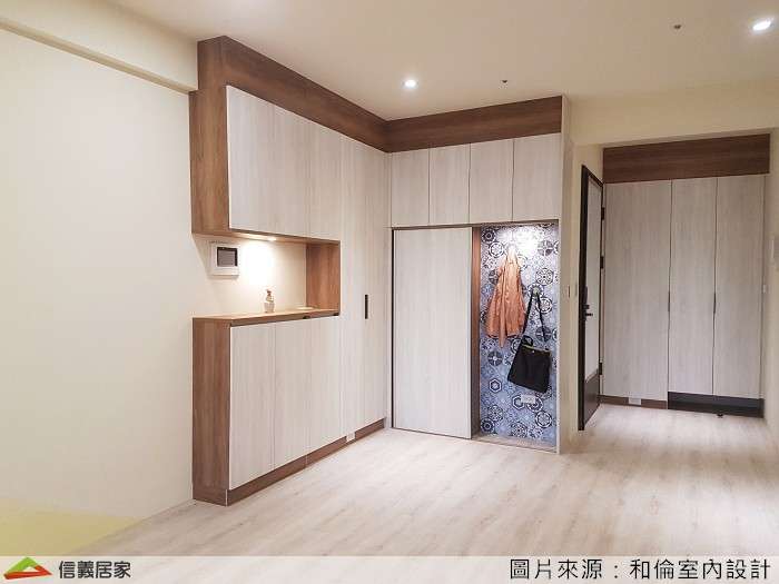 米色儲物間室內裝潢設計，包括收納櫃裝潢圖片