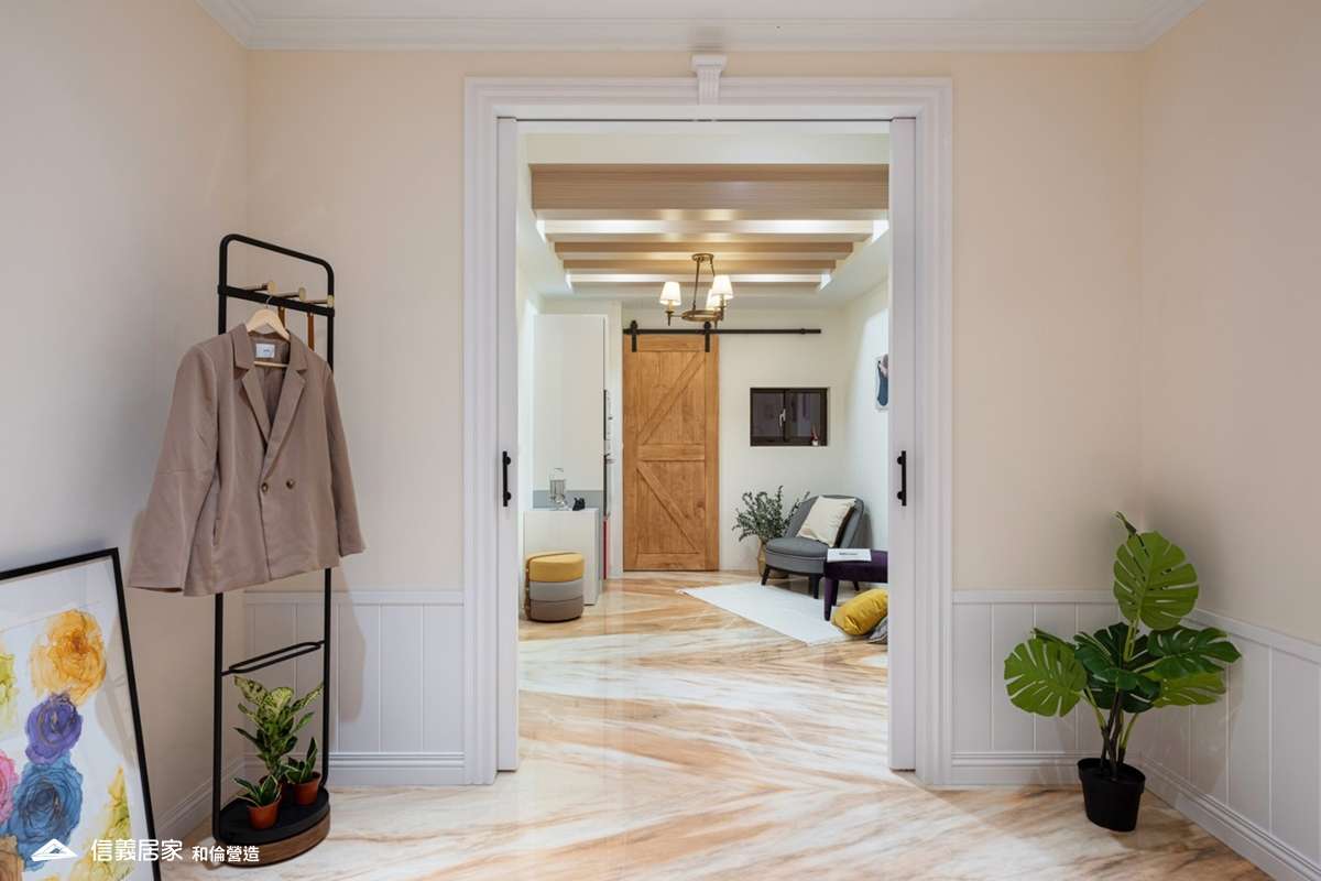 白色走道室內裝潢設計，包括拉門裝潢圖片