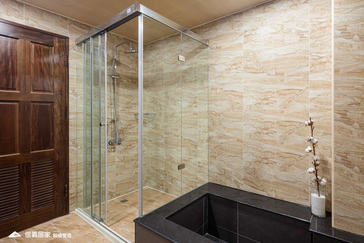米色浴室,米色乾濕分離室內裝潢設計，包括磁磚、淋浴/花灑、浴缸裝潢圖片