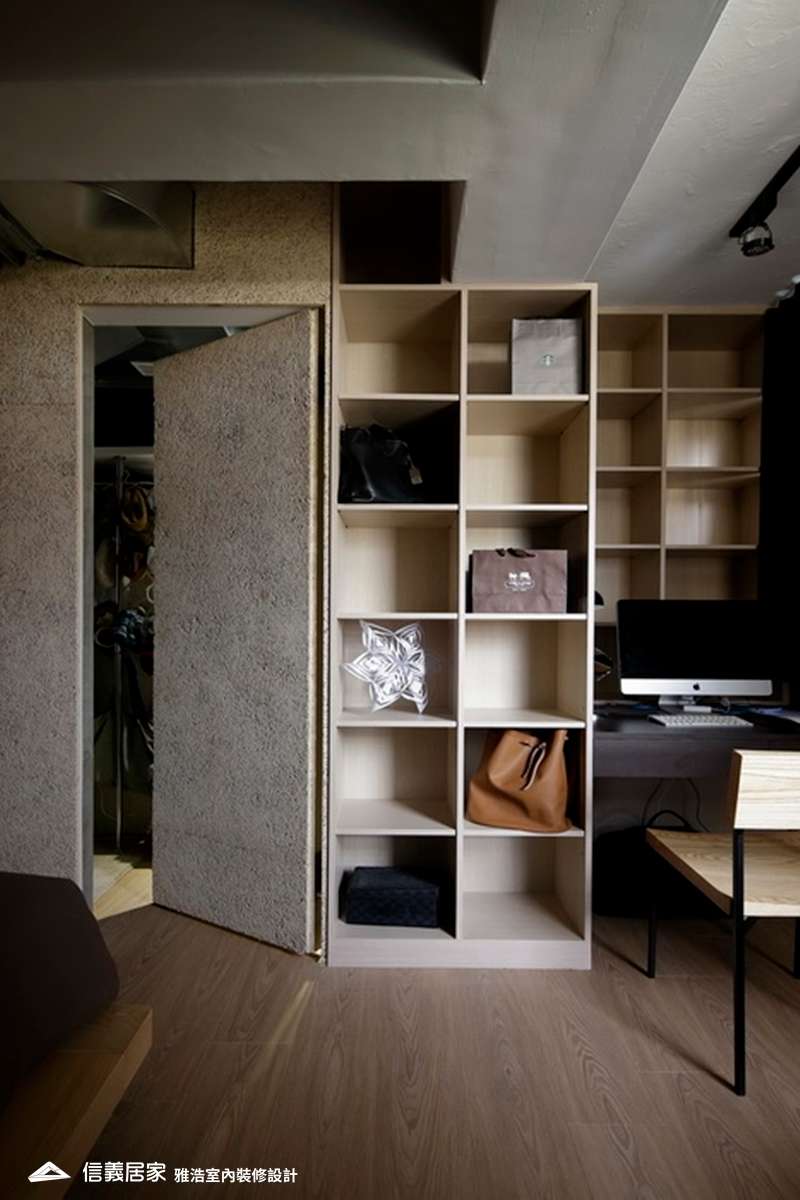 灰色臥室室內裝潢設計，包括收納櫃裝潢圖片