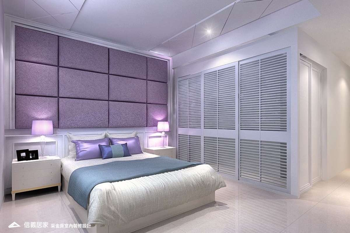 白色小孩房室內裝潢設計，包括床、床頭主牆裝潢圖片